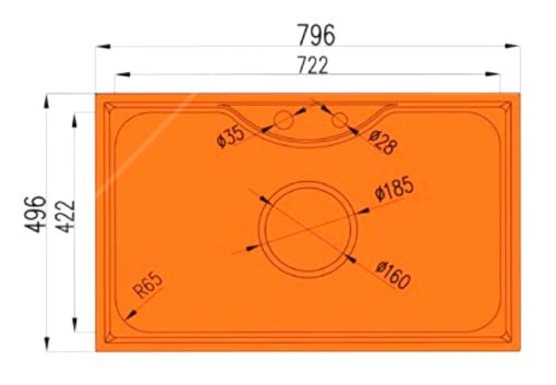 Chậu rửa chén bát có 1 hố lớn Garis GS15.80 - 3