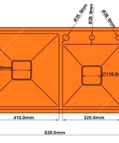 Chậu rửa chén bát 2 hố lệch sâu lòng vuông Garis GS22.82 - 14 Chậu rửa chén bát 2 hố lệch sâu lòng vuông Garis GS22.82 - 13
