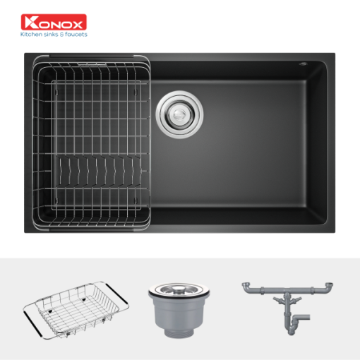 Chậu đá Konox Granite Sink Naros 760S–Black - 5