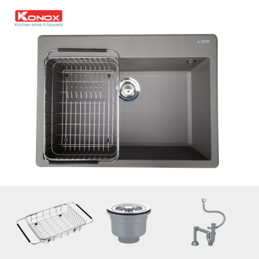 Chậu rửa bát KONOX Granite Sink Ruvita 680 Grey - 5