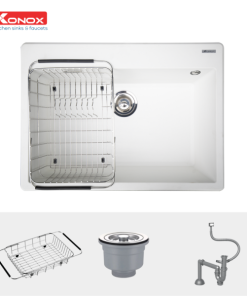 Chậu rửa bát KONOX Granite Sink Ruvita 680 WHITE SILVER - 18