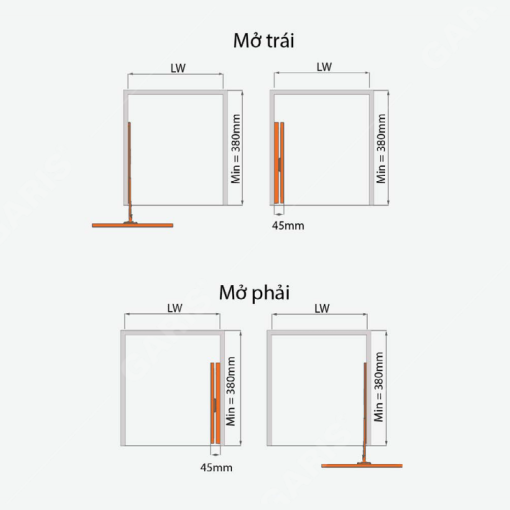 Gương treo âm tủ khung nhôm Garis GW31 - 3