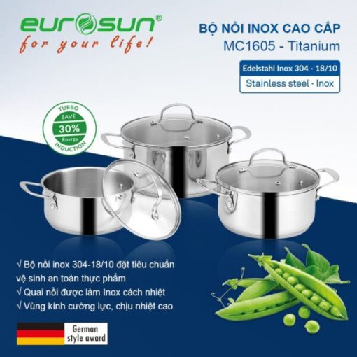 Bộ nồi inox Eurosun MC1605 Innovati - 1