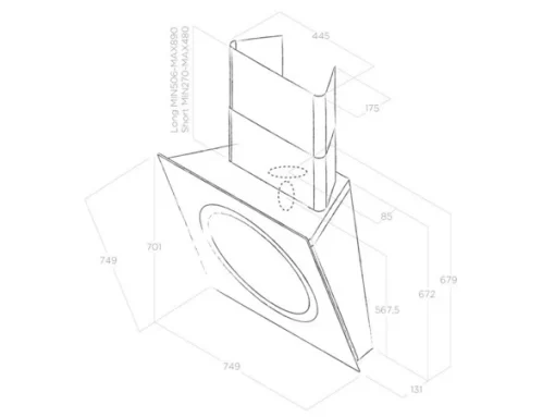 Máy hút mùi áp tường Elica OM AIR WH/F/75 PRF0094734 - 3
