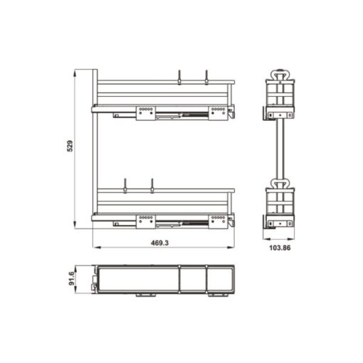 Rổ kéo để chai lọ OMERO 150 Hafele 200mm phiên bản trái 549.20.891 - 3