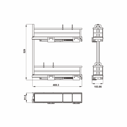 Rổ kéo để chai lọ OMERO 150 Hafele 549.20.891 - 3