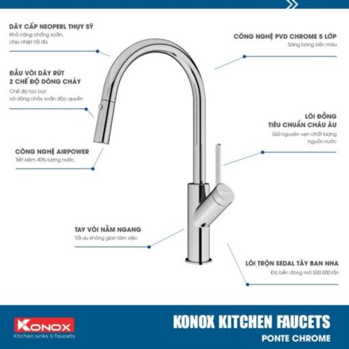 VÒI RỬA BÁT KONOX MODO CHROME - 5