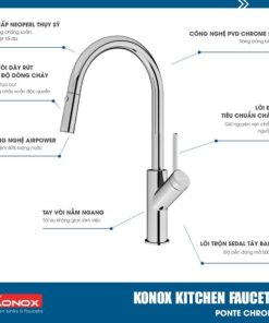 VÒI RỬA BÁT RÚT DÂY KONOX PONTE CHROME - 27 VÒI RỬA BÁT RÚT DÂY KONOX PONTE CHROME - 26