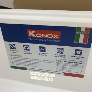 Granite sink Phoenix 860 White SilverSiphon, giá úp bát inox KONOX - 105