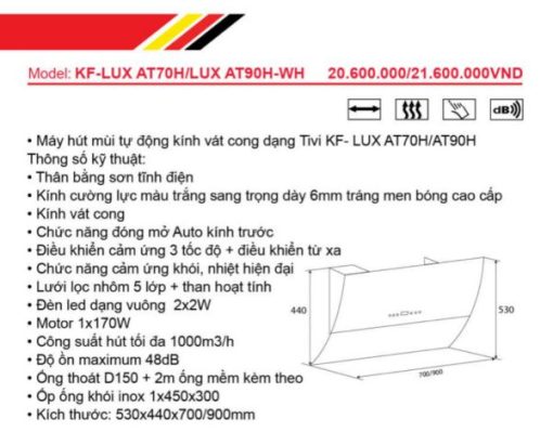 Máy Hút Mùi Phẳng KAFF KF-LUX AT90H - 3