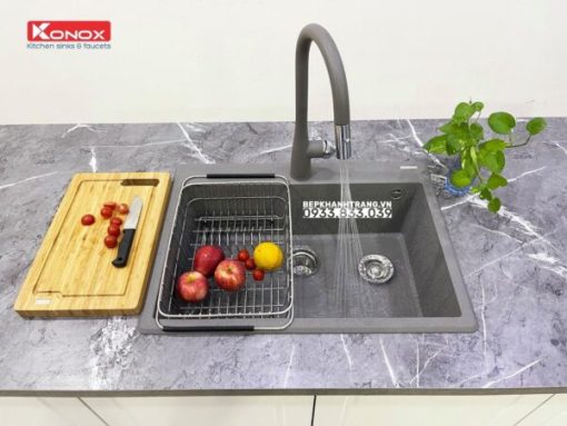 Chậu rửa bát KONOX Granite Sink Ruvita 680 Grey - 11