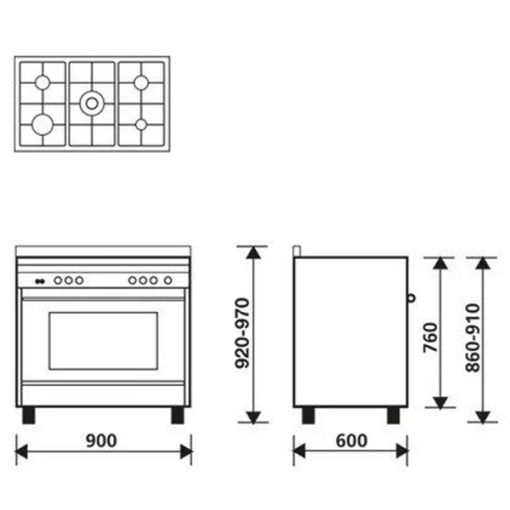 BẾP GA 5 LÒ KẾT HỢP LÒ NƯỚNG 90CM ROSIERES MQB612VI - 3
