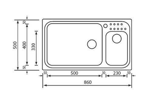 CHẬU RỬA 2 HỐ ROSIERES 011114 PUNTO PLUS - 3