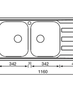 CHẬU RỬA 2 HỐ CÓ BÀN ROSIERES 010017 CRISTAL - 5