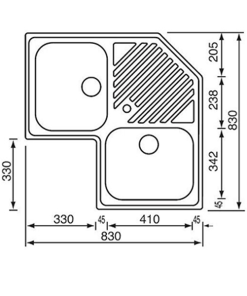 CHẬU RỬA GÓC 2 HỐ ROSIERES 011840 ILARIA - 6 CHẬU RỬA GÓC 2 HỐ ROSIERES 011840 ILARIA - 5