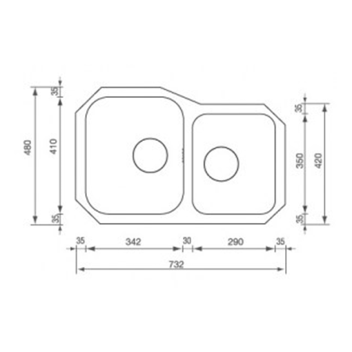 CHẬU RỬA 2 HỐ - ÂM BÀN ROSIERES 011950 CINZIA-UNDERTOP - 3