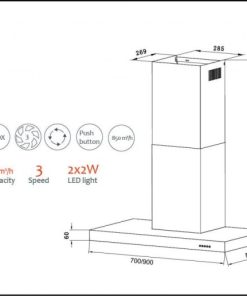 Máy Khử Mùi Ống Khói TOMATE TOM 3020 (90 cm)