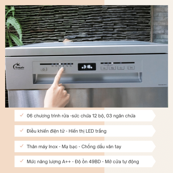 Máy rửa chén độc lập Dishwasher TOM 4303-W12