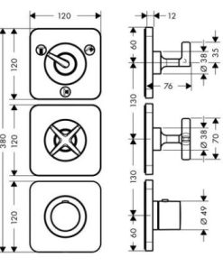 TRỌN BỘ BỘ TRỘN SEN TẮM ÂM 3 CHỨC NĂNG AXOR CITTERIO E 589.30.531 - 5