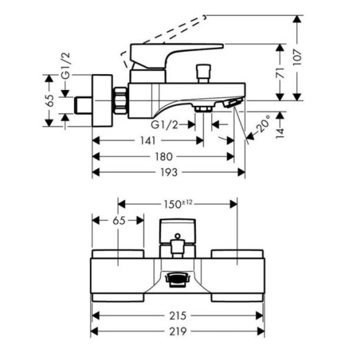 BỘ TRỘN NỔI 2 ĐƯỜNG NƯỚC HANSGROHE METROPOL 589.50.513 - 3