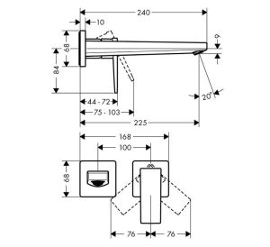 TRỌN BỘ VÒI LAVABO TREO TƯỜNG HANSGROHE METROPOL 225 589.50.520 - 5