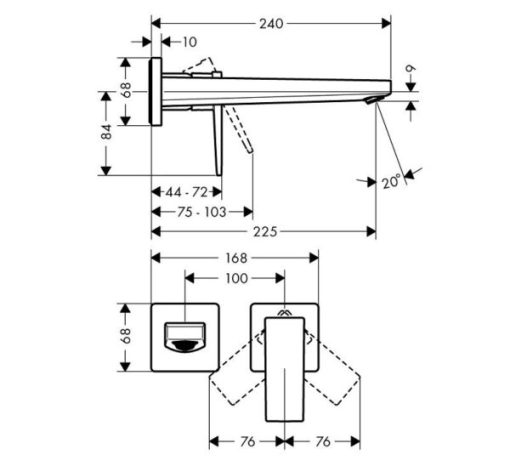 TRỌN BỘ VÒI LAVABO TREO TƯỜNG HANSGROHE METROPOL 225 589.50.520 - 3