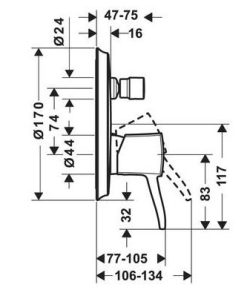 TRỌN BỘ BỘ TRỘN ÂM 2 ĐƯỜNG NƯỚC HANSGROHE METROPOL CLASSIC 589.54.618 - 5