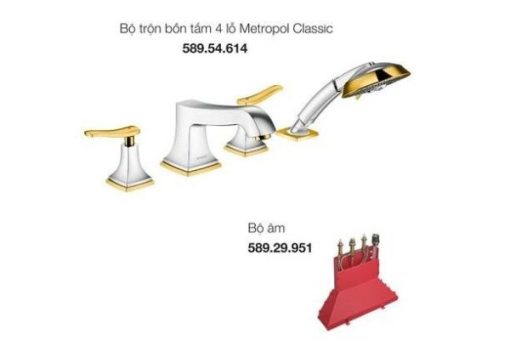 TRỌN BỘ BỘ TRỘN BỒN TẮM 4 LỖ HANSGROHE METROPOL CLASSIC 589.54.620 - 1