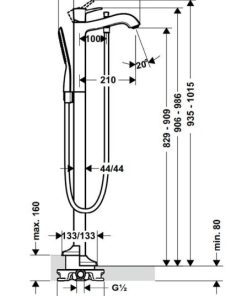 TRỌN BỘ BỘ TRỘN BỒN TẮM ĐẶT SÀN HANSGROHE METROPOL CLASSIC 589.54.621 - 5