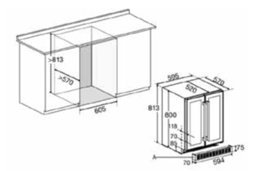 TỦ RƯỢU 2 CÁNH ÂM TỦ ROSIERES RWCB60D/N - 13