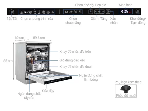 Máy rửa chén bát độc lập Beko DEN48520X - 14