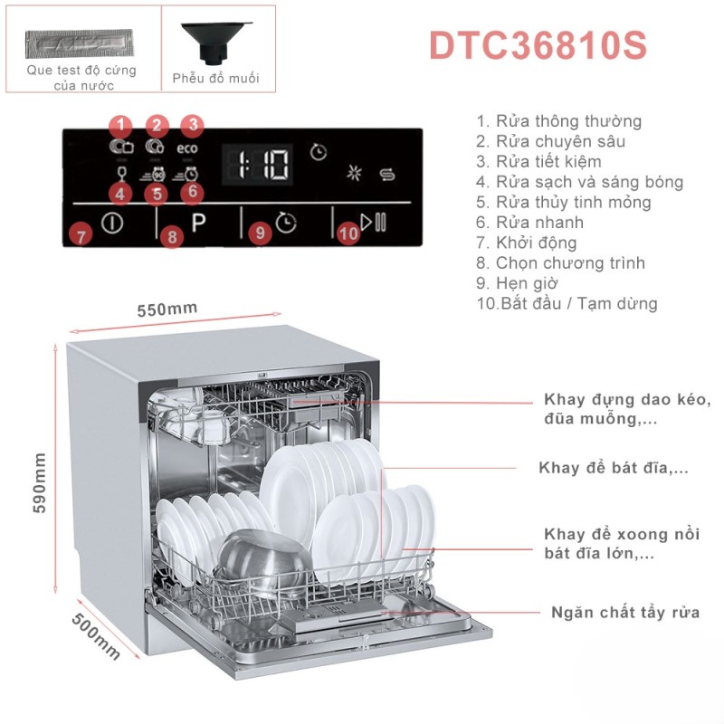 Máy rửa chén bát để bàn Beko DTC36810S