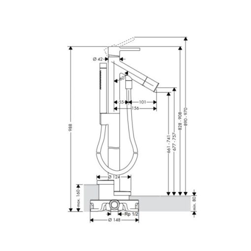 Bộ trộn bồn tắm đặt sàn AXOR Starck 589.51.230 - 3