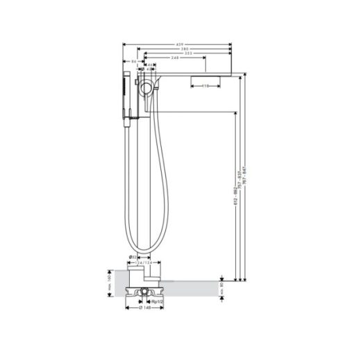 Bộ trộn bồn tắm đặt sàn Axor Massaud 589.29.514 - 3