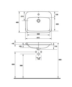 Chậu rửa vành nổi Durastyle 615 HAFELE 588.45.206 - 5