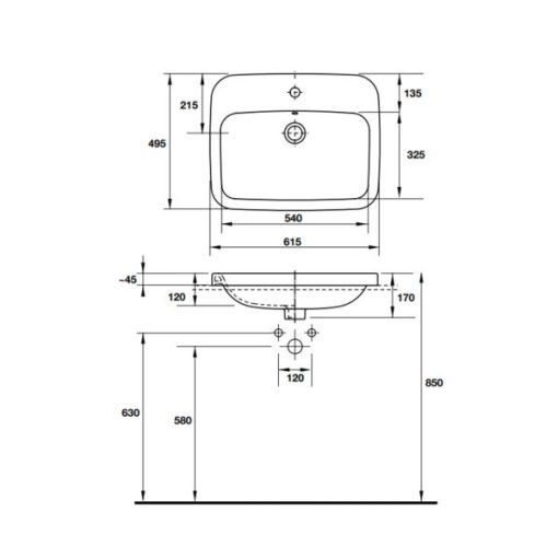 Chậu rửa vành nổi Durastyle 615 HAFELE 588.45.206 - 3