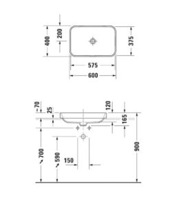 Chậu sứ đặt bàn Happy D.2 Plus 600 588.45.127 - 5