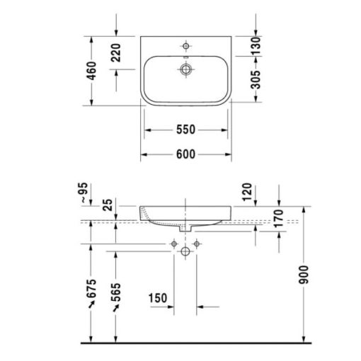 Lavabo đặt bàn Duravit Happy D.2 HAFELE 588.45.126 - 3