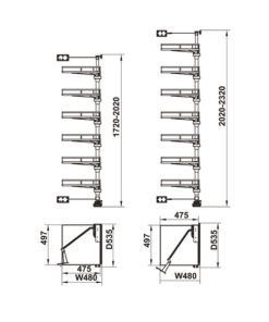 Tủ đồ khô 6 tầng KARA VARIO 600mm Hafele 595.82.805 - 15