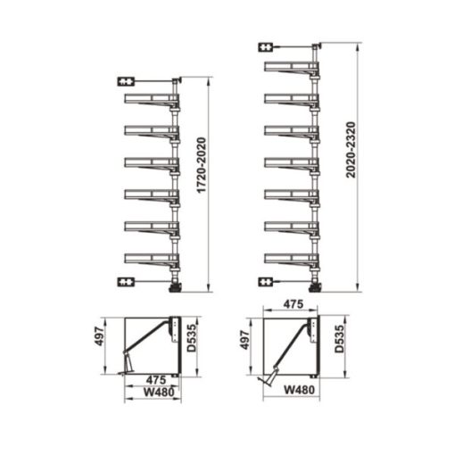 Tủ đồ khô 6 tầng KARA VARIO 600mm Hafele 595.82.815 - 3