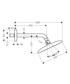 Sen đầu gắn tường Hansghore Raindance E 360 Hafele 589.30.872 - 8 Sen đầu gắn tường Hansghore Raindance E 360 Hafele 589.30.872 - 7