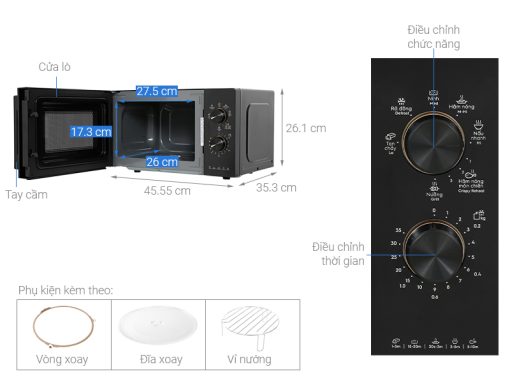 Lò vi sóng có nướng Electrolux EMG20K22B 20 lít - 3