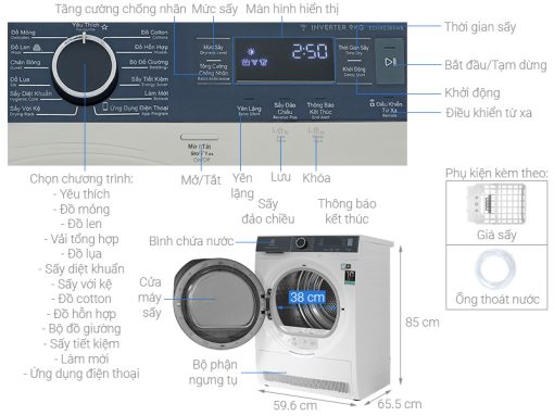 Máy Sấy Bơm Nhiệt Electrolux 9 Kg EDH903R9WB - 3