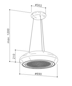 MÁY HÚT MÙI ĐẢO TREO DÂY CÁP DUDOFF MOON S - 9