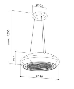 MÁY HÚT MÙI ĐẢO TREO DÂY CÁP DUDOFF MOON S - 9