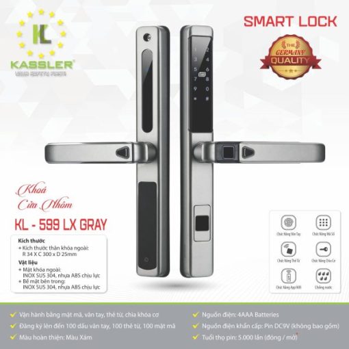 Khóa cửa nhôm Kassler KL599-LX-GRAY - 1