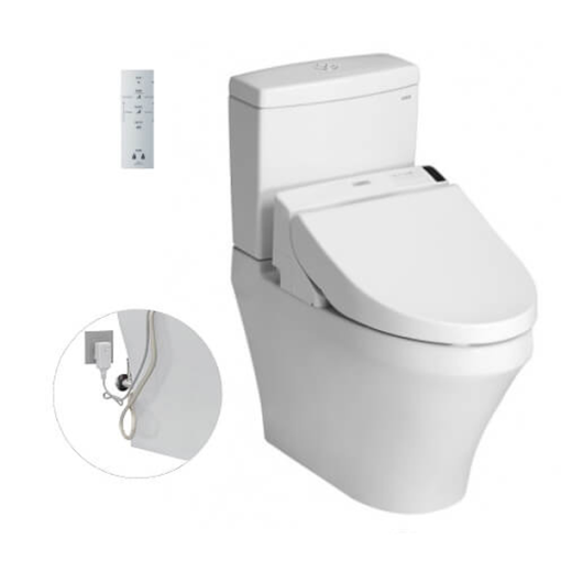 Bàn cầu hai khối kèm nắp rửa điện tử WASHLET TOTO CS948DW6 - 1