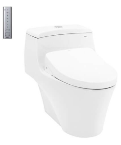 Bàn cầu một khối kèm nắp rửa điện tử WASHLET TOTO CW823REAW12