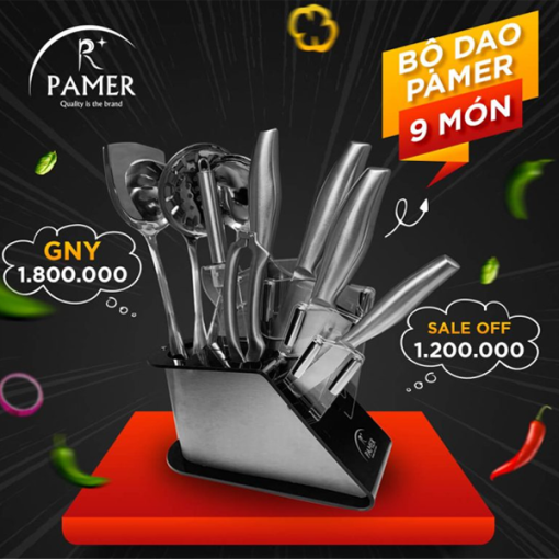 BỘ DAO 9 MÓN THÉP CAO CẤP PAMER PM-D09 - 1