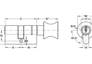 Ruột khóa 1 đầu chìa 1 đầu vặn dài 71mm 916.01.013 - 5